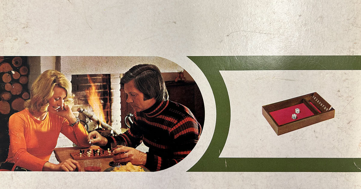 Brettspiel von 1973 im für die damalige Zeit typischen Design im Arche Brockenhaus online Shop